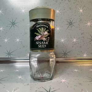 Vintage McCormick Spice‎ Jar Sesame Seed Green Label Glass Bottle Set Available
